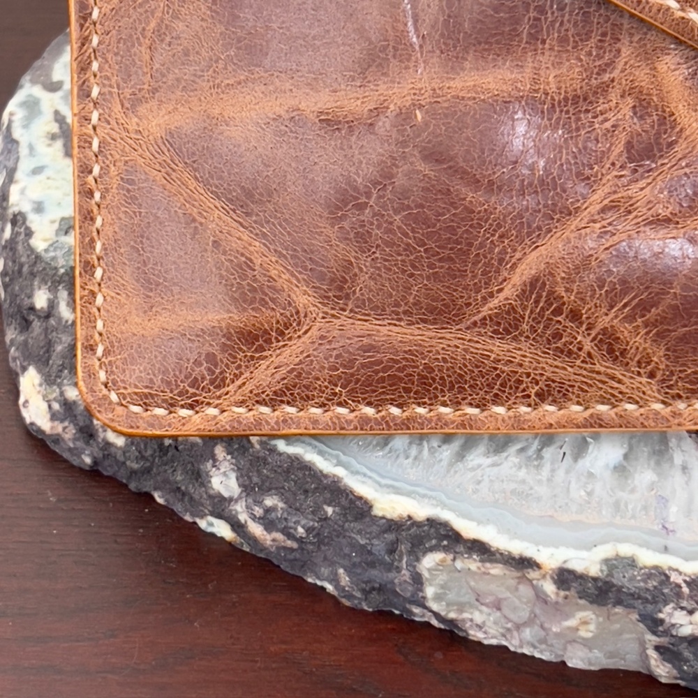 Handmade Honey Brown Leather Clutch, Detach Strap, Antique Brass Hardware - Picture 14 of 17
